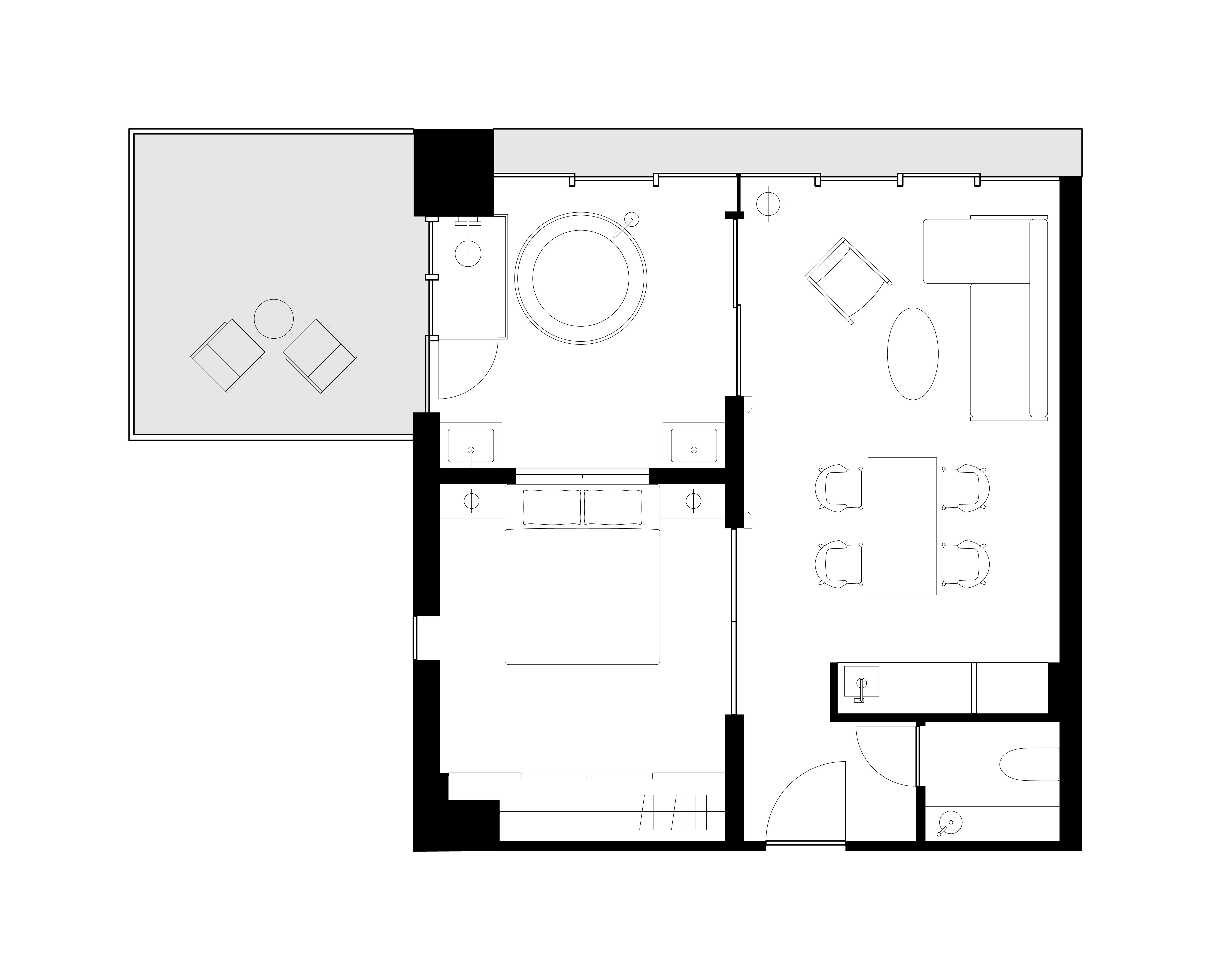 テラス スイート(ラウンジアクセス付き/ミニバーフリー/高層ビューバス/角部屋) 部屋11 | Southwest Grand Hotel
