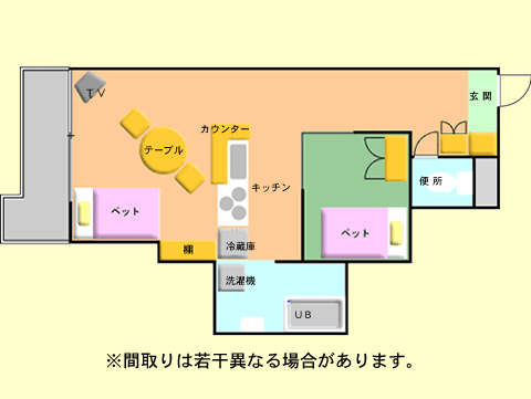 沖縄ウィークリーハーバービューマンション 本館【本館】ファミリータイプ洋室B　ダブルベッド2台　禁煙