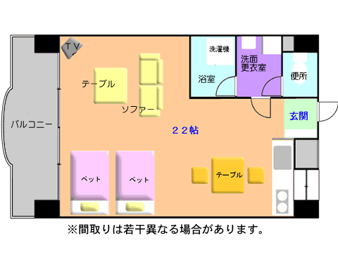 沖縄ウィークリーハーバービューマンション 本館【本館】ファミリータイプ洋室A　　禁煙