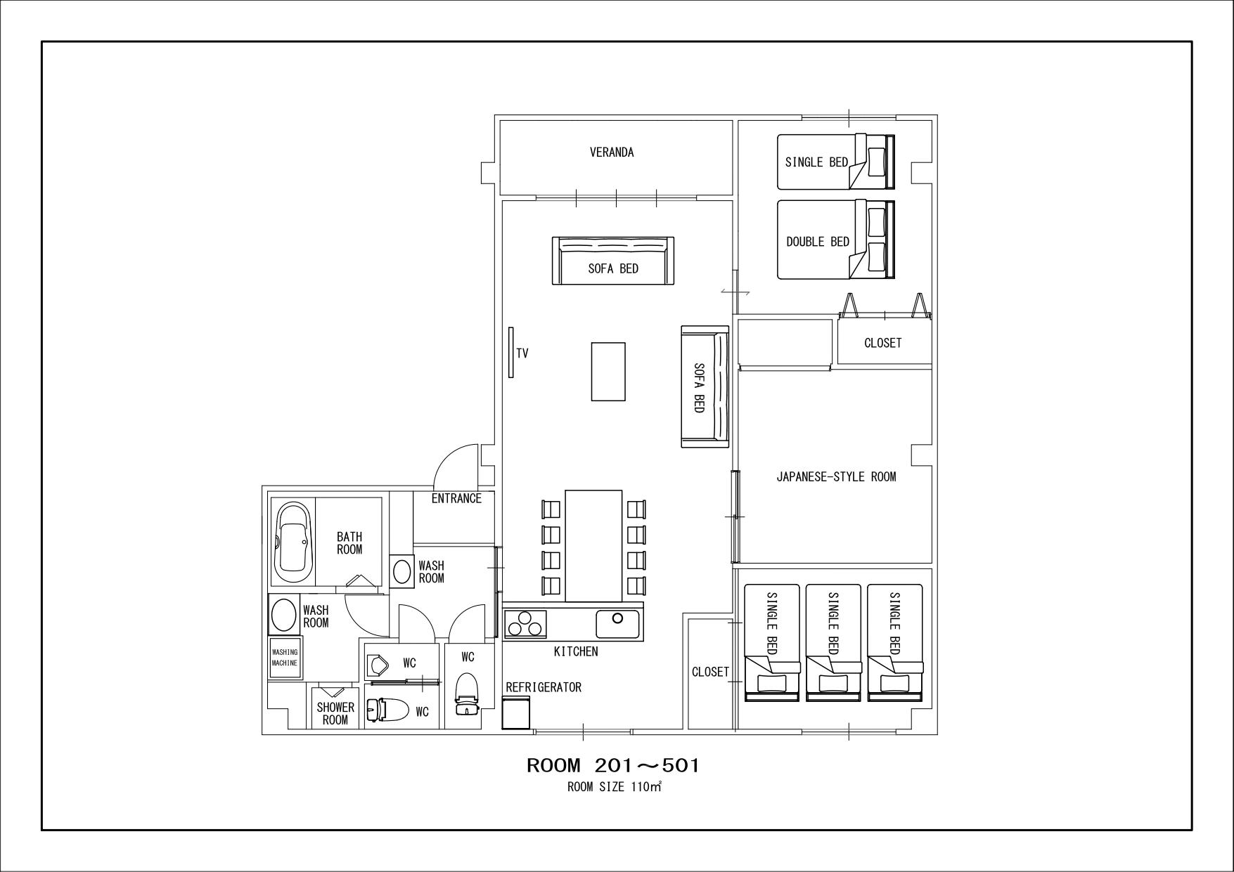 華門 inn OSAKAデラックスアパートメント＜1名～6名：3LDK＞